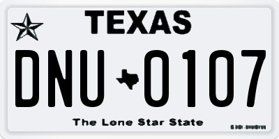 TX license plate DNU0107