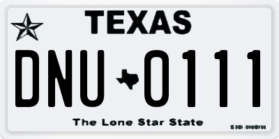 TX license plate DNU0111