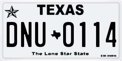 TX license plate DNU0114