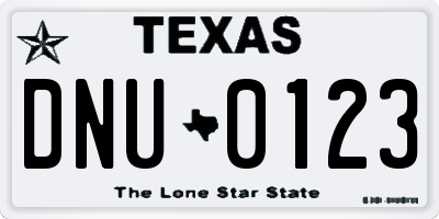 TX license plate DNU0123