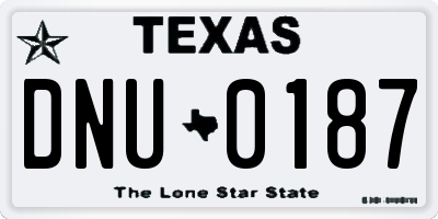 TX license plate DNU0187