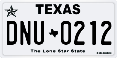 TX license plate DNU0212