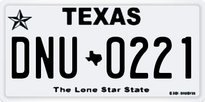 TX license plate DNU0221