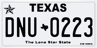TX license plate DNU0223