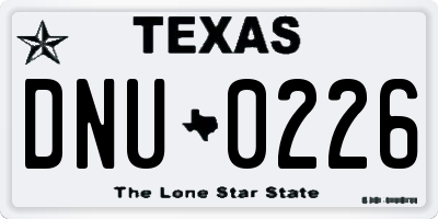 TX license plate DNU0226