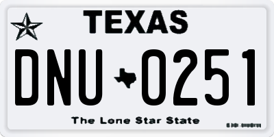 TX license plate DNU0251
