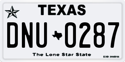 TX license plate DNU0287
