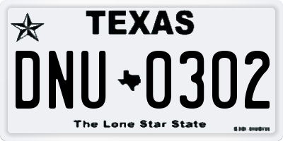 TX license plate DNU0302