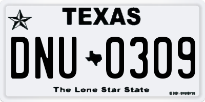TX license plate DNU0309