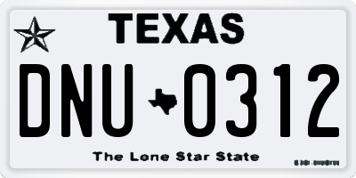 TX license plate DNU0312