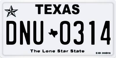 TX license plate DNU0314