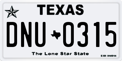 TX license plate DNU0315