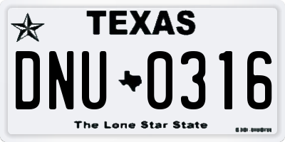 TX license plate DNU0316
