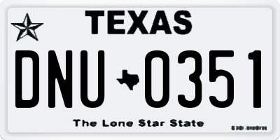 TX license plate DNU0351