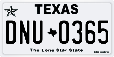 TX license plate DNU0365