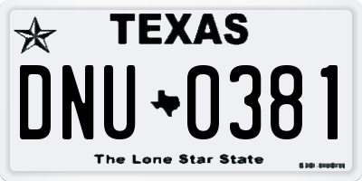 TX license plate DNU0381