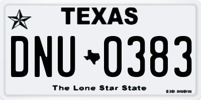 TX license plate DNU0383