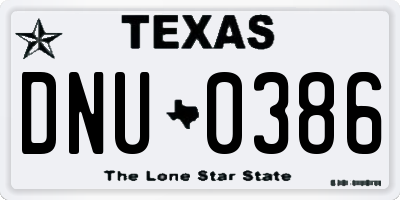 TX license plate DNU0386