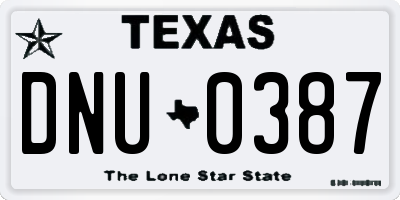 TX license plate DNU0387