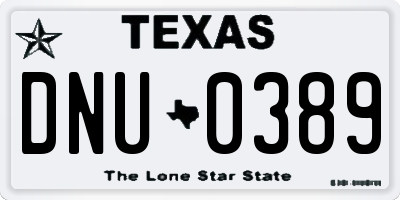 TX license plate DNU0389