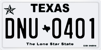 TX license plate DNU0401