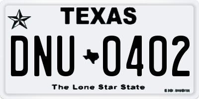 TX license plate DNU0402