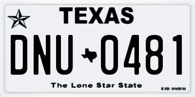 TX license plate DNU0481