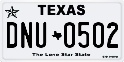 TX license plate DNU0502
