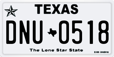 TX license plate DNU0518