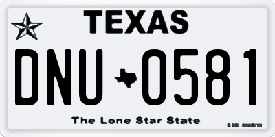 TX license plate DNU0581
