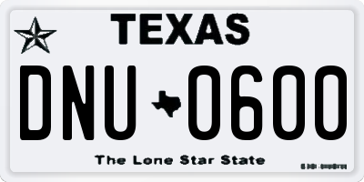 TX license plate DNU0600
