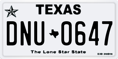 TX license plate DNU0647
