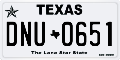 TX license plate DNU0651
