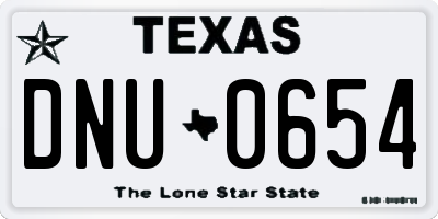TX license plate DNU0654