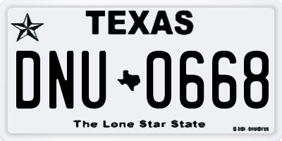 TX license plate DNU0668