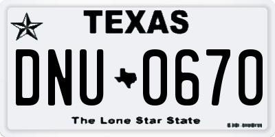 TX license plate DNU0670