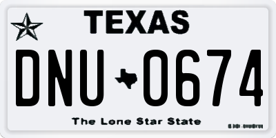 TX license plate DNU0674