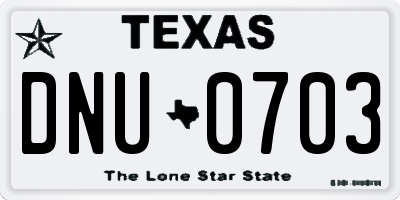 TX license plate DNU0703