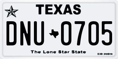 TX license plate DNU0705