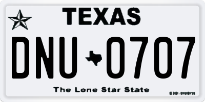 TX license plate DNU0707