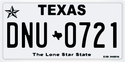 TX license plate DNU0721