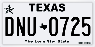 TX license plate DNU0725