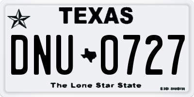 TX license plate DNU0727