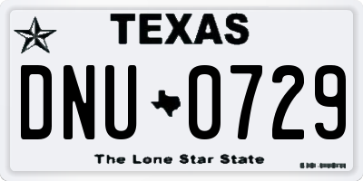 TX license plate DNU0729