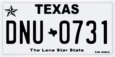 TX license plate DNU0731
