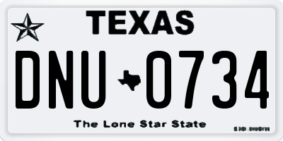 TX license plate DNU0734