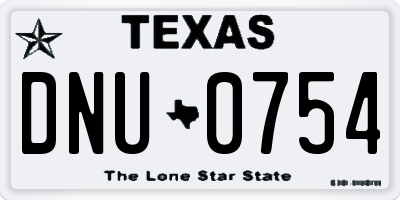 TX license plate DNU0754