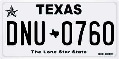 TX license plate DNU0760