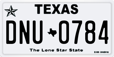 TX license plate DNU0784