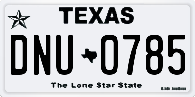 TX license plate DNU0785